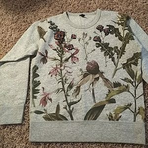 J. Crew Botanical Jeweled Pullover Sweater